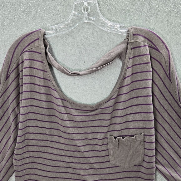 Roxy Women Top XL Gray Batwing 3/4 Sleeve Oversized Shirt Scoop Neck - Picture 3 of 9